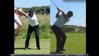 Jon Rahm golf swing  Long Iron faceon amp downtheline July 2017 [upl. by Nelleeus945]