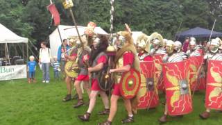 Roman Reenactment at the Amphitheatre in Caerleon Marching In [upl. by Enial]