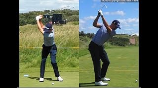 Justin Thomas golf swing  Long Iron faceon amp downtheline July 2017 [upl. by Ahsata573]