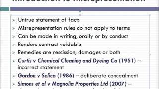 Misrepresentation Lecture 1 of 4 [upl. by Love]